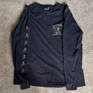 Comfort Colors Black Long Sleeve Tee with Skull Design